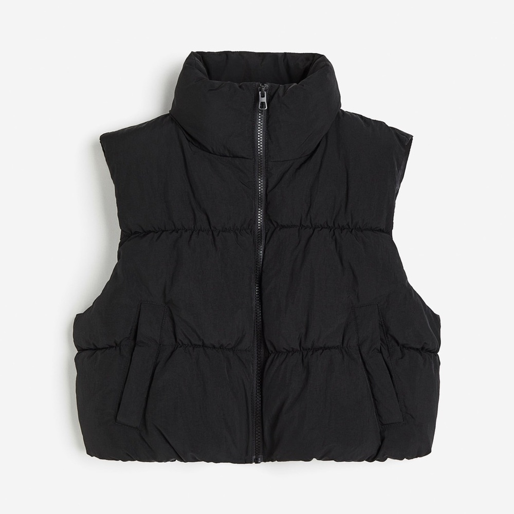 H&M Black Cropped Puffer Vest